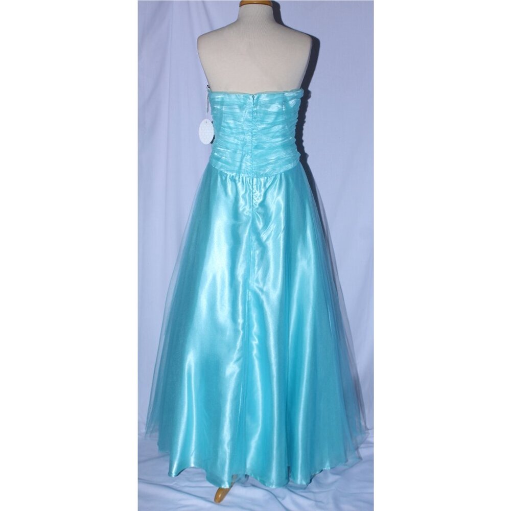 NWOT Juliet #1234 Beaded Tulle Princess Prom Gown-Size L-TURQUOISE - Picture 2 of 5